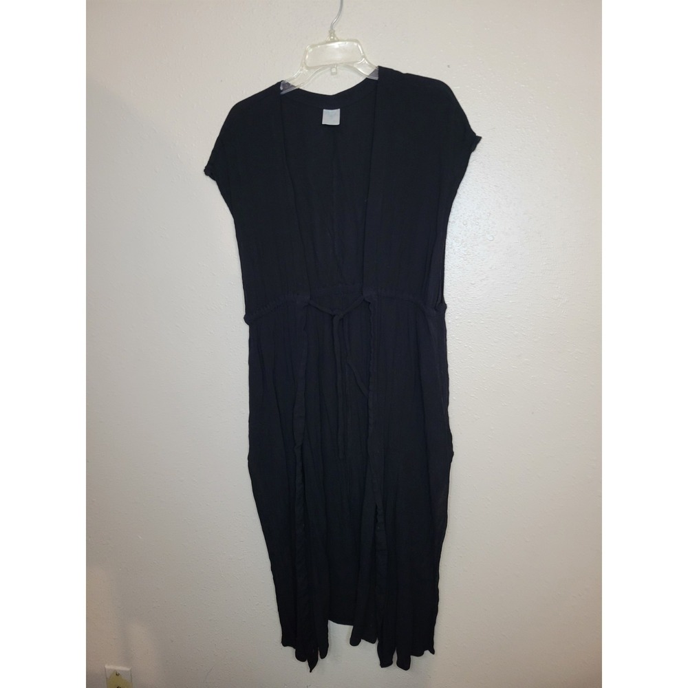 Kona Sol Black Sheer Cinch-Waist‎ Swim Cover-Up Size L/XL